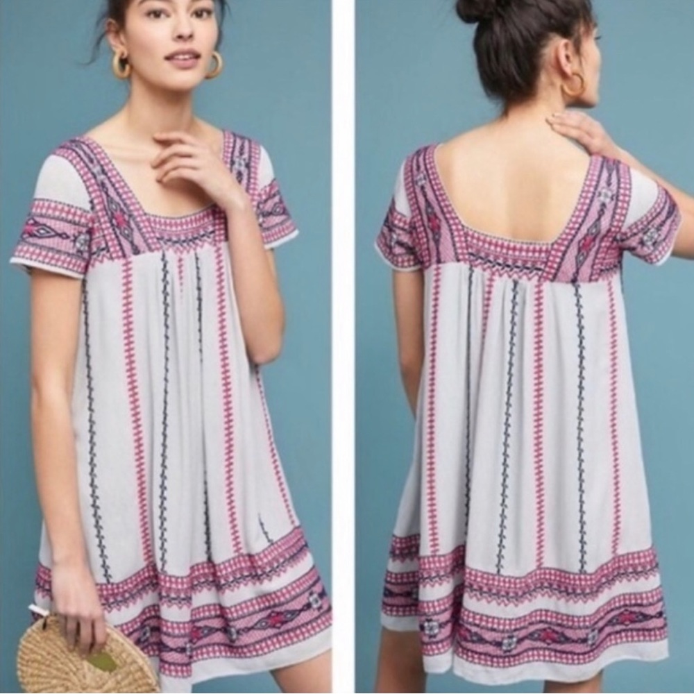 Anthropologie Maeve Embroidered Boho Ruidoso Dress - Sz S